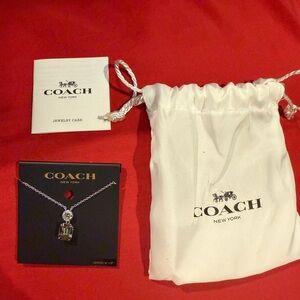 Coach Silver Necklace with Rectangular Gemstone